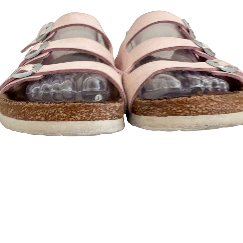 Birkenstock Florida Fresh Pink Leather Triple Strap Sandals Feminine Preppy 41 - Picture 2 of 9